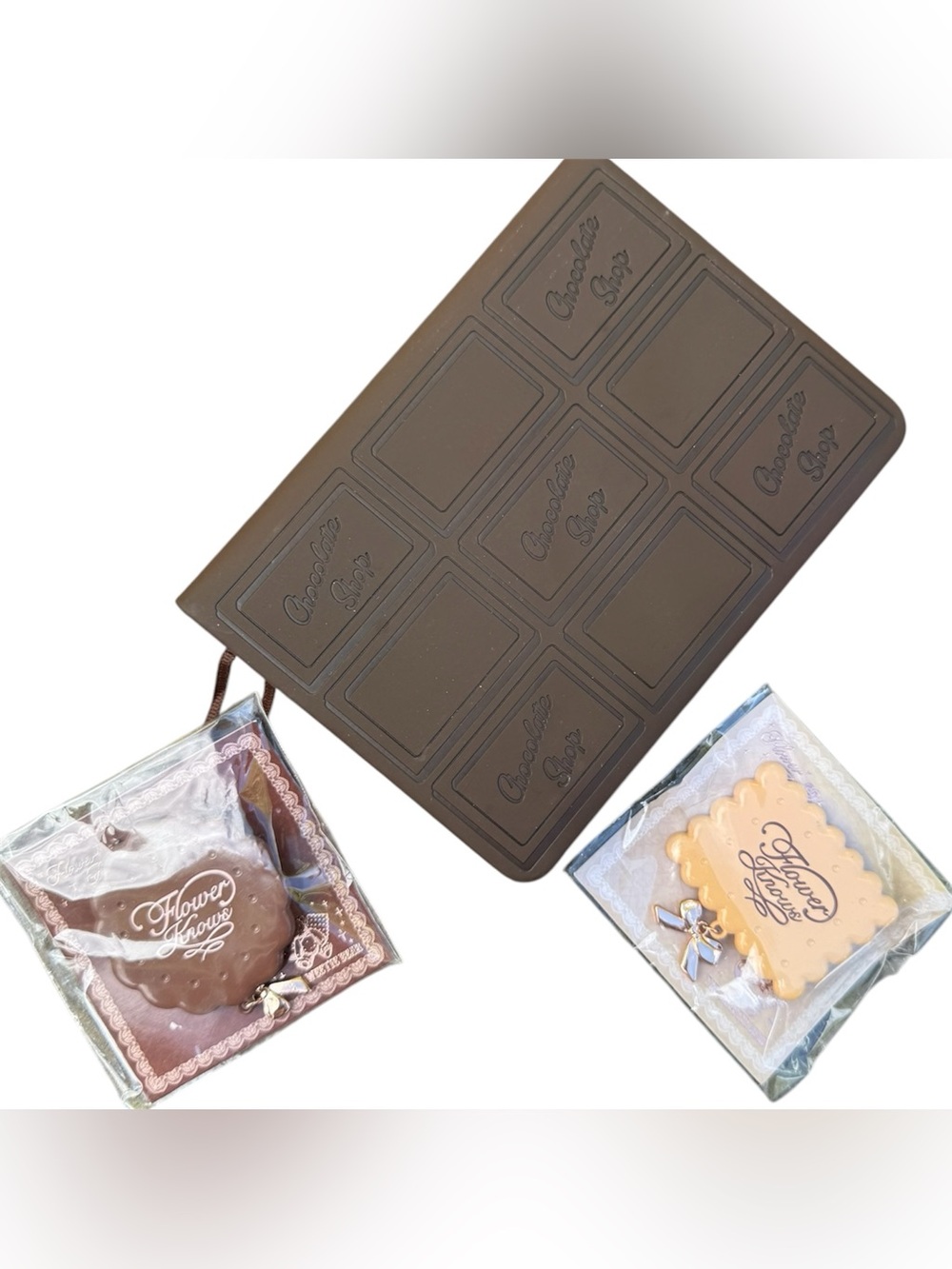 Flower Knows Chocolate Themed Lot Sweetie Bear Hair Clips & Planner Notebook